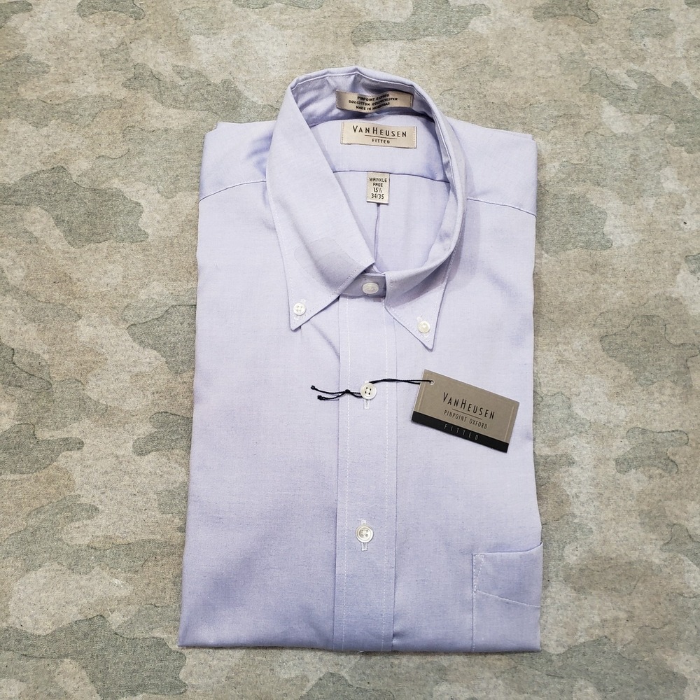 Van‎ Heusen Shirt Mens 15 1/2 Blue Pockets Long Sleeve Button-Up NWT